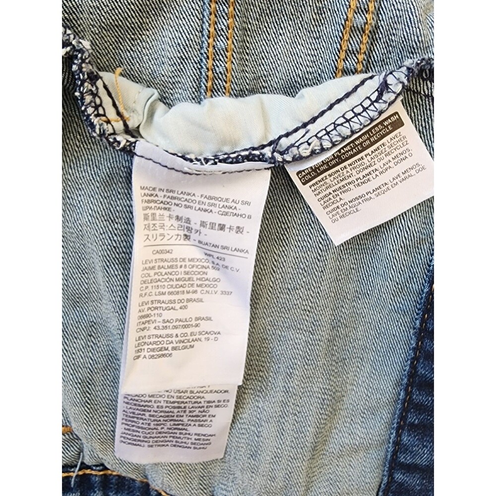 Levis Jean Jacket Sequin Hamsa Size Small Boho Hand Of Fatima - Picture 8 of 9